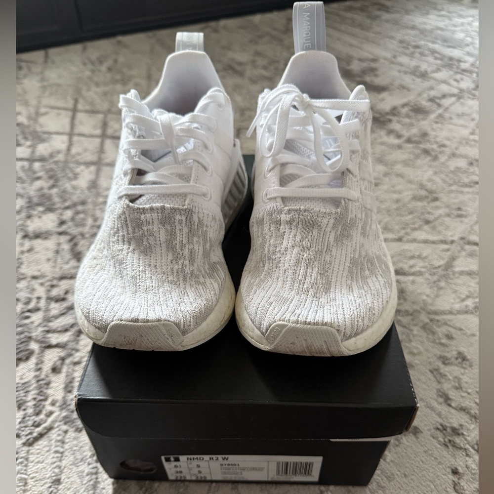 Adidas NMD R2 White Sneakers (Women) - Picture 2 of 9